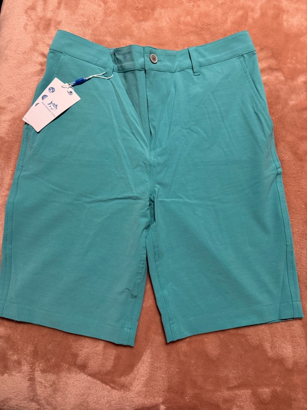 NWT Southern Tide T3 Heather Gulf Stretch Short, Teal, Boys Size 16